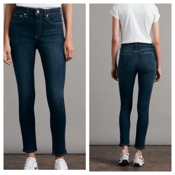 RAG & BONE Heritage Indigo Denim High-Rise Slim Fit Ankle Skinny Jeans size 24 - Picture 1 of 13